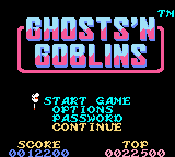 Ghosts 'n Goblins title screen for GameBoy Color